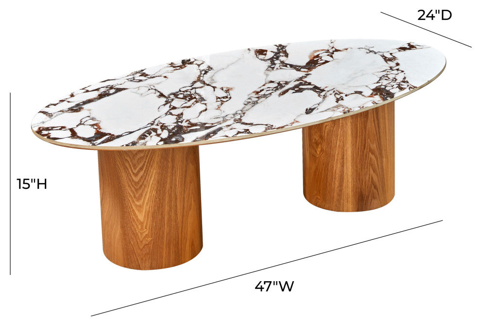 Tamara Marble Ceramic Oval Coffee Table