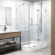 VIGO Monteray 32"D x 48"W x79"H Frameless Shower Enclosure, Nickel, Right Base