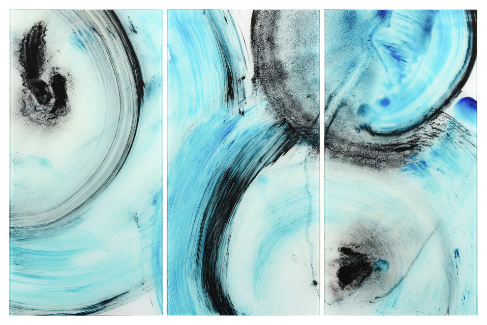 "Ripple Effect " Frameless Free Floating Tempered Glass Graphic Wall Art Set