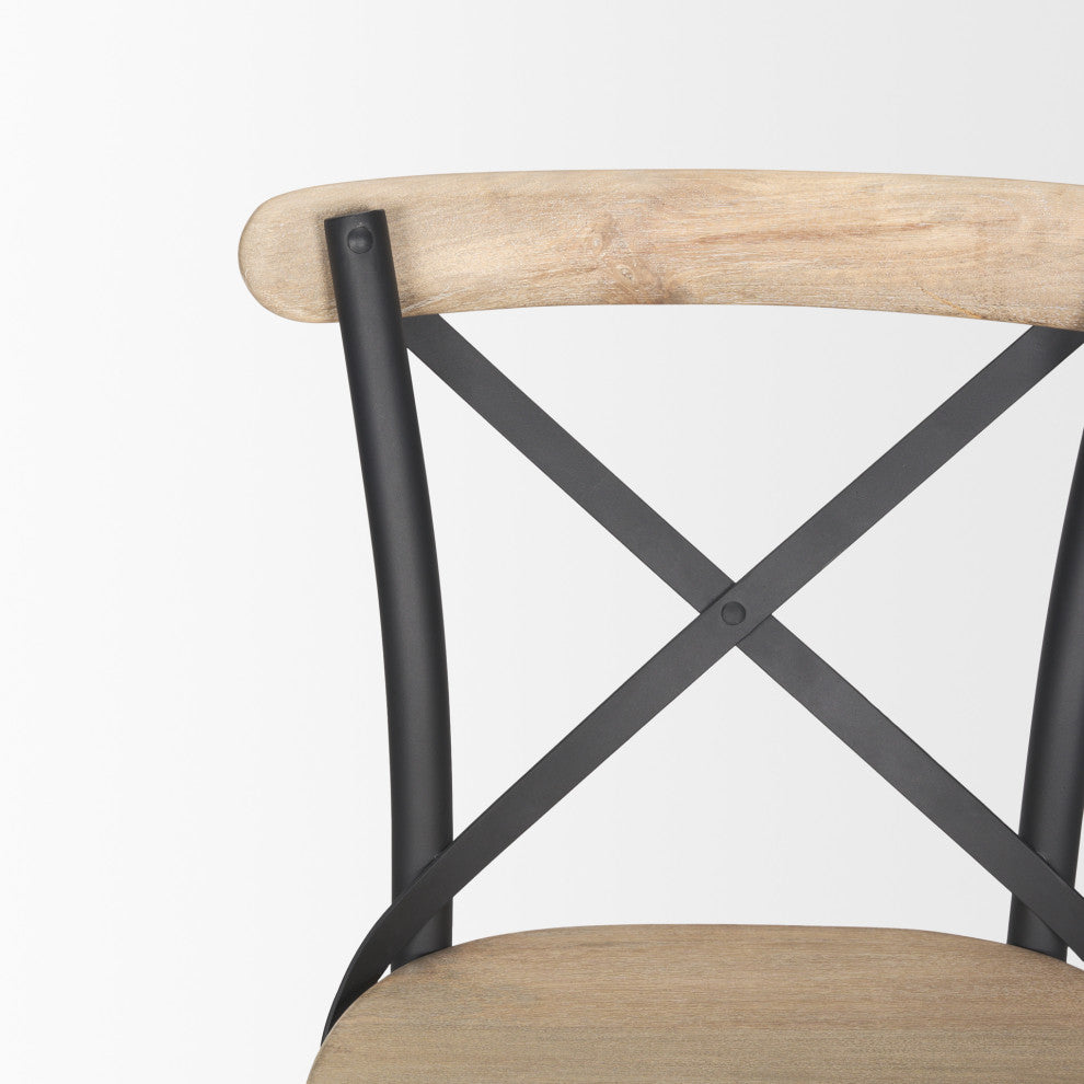 Etienne Light Brown Wood With Iron Metal Counter Stool