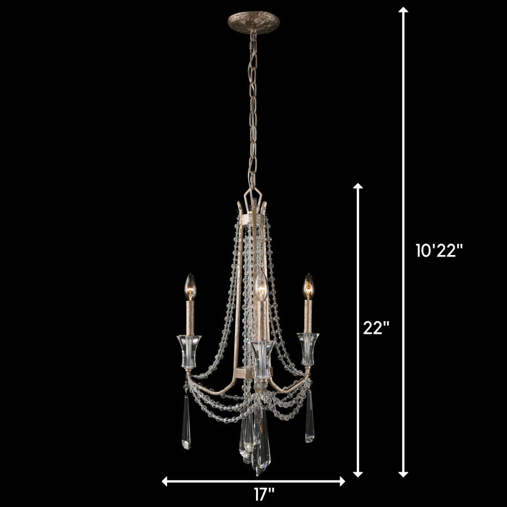 Varaluz 270C03 Barcelona 3 Light 17"W Crystal Chandelier - Transcend Silver