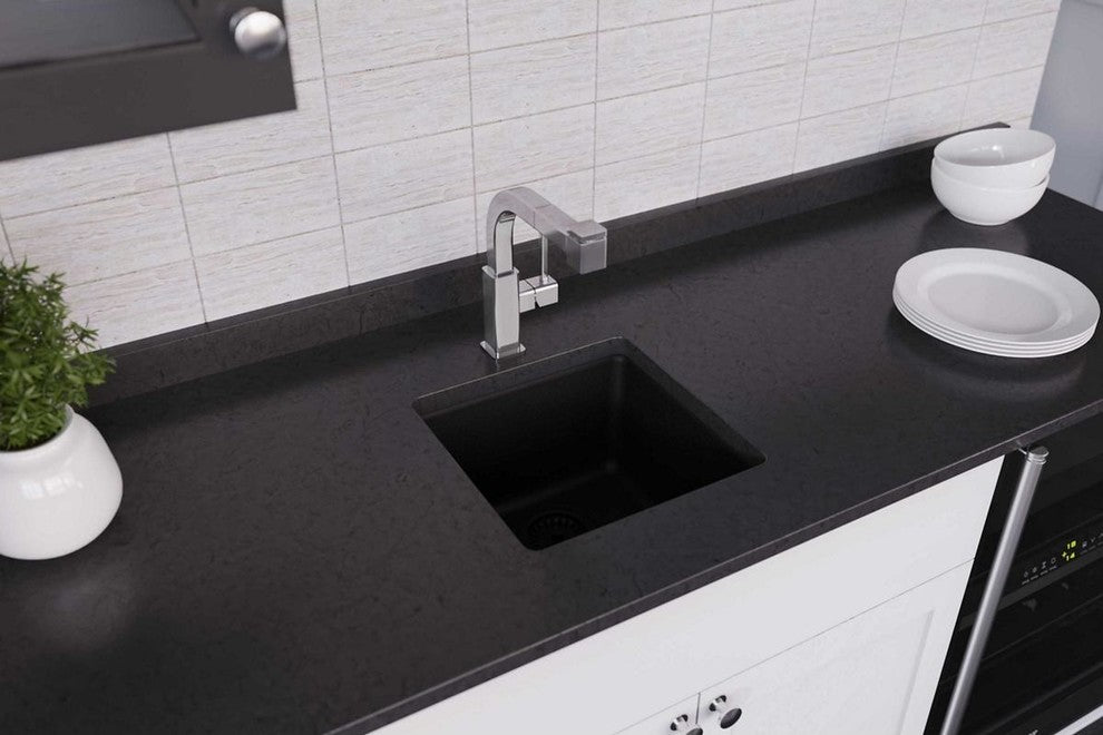 Elkay 15 3/4" Single Bowl Drop In/Undermount Bar/Prep Kitchen Sink, ELG1616BK0