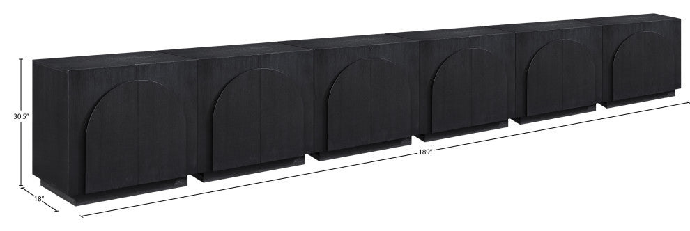 Navona Oak Veneer Sideboards / Buffet, Black, 6pc