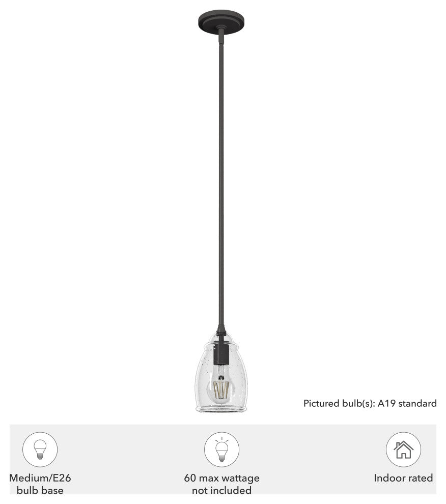 Hunter 5" Dunshire Noble Bronze, Seeded Glass 1 Light Dome Pendant Ceiling