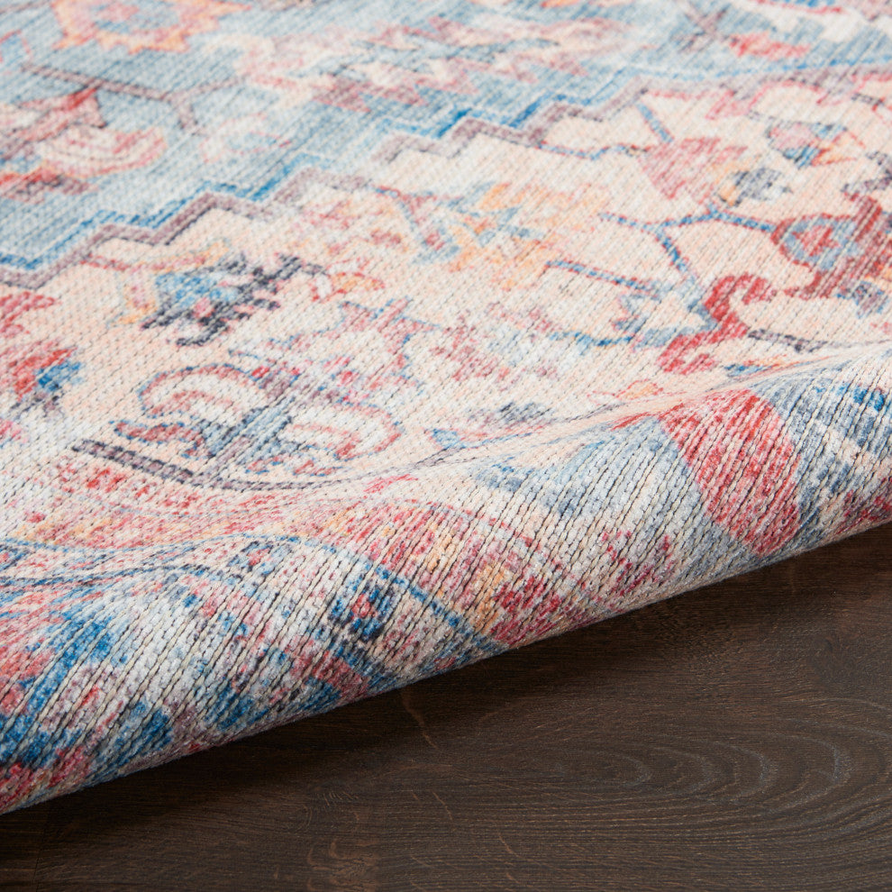 Nicole Curtis Nc Series 1 5' x 7' Blue/Multicolor Machine Washable Area Rugs