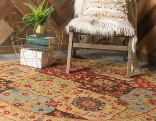 Unique Loom Tan Edinburgh Tulip 6'x6' Round Rug