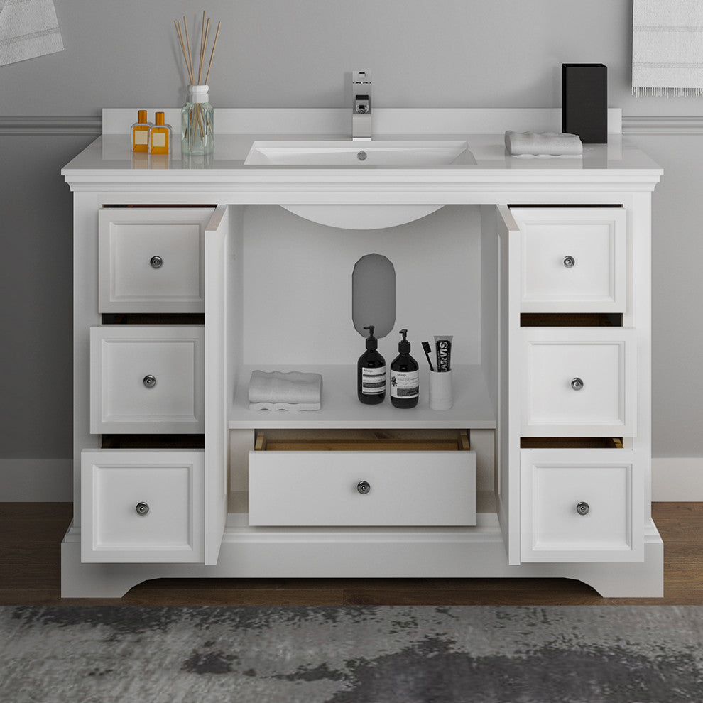 Fresca Windsor 48" Matte White Cabinet With Top and Sink