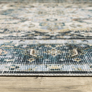 Celestia Machine Washable Medallion Indoor Area Rug, Blue, 2'x3'