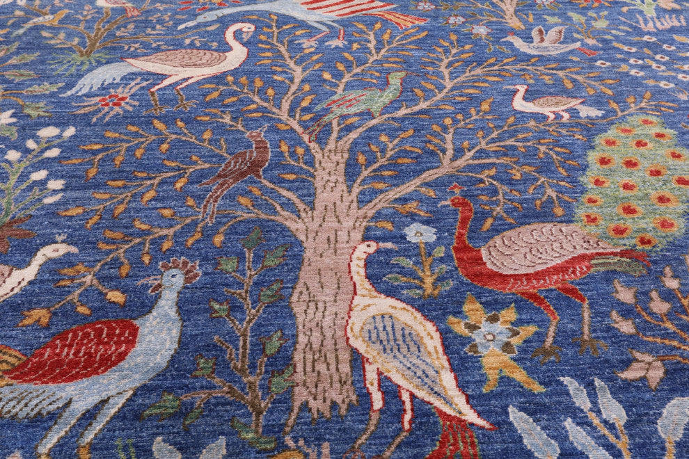 9' 9" X 13' 7" Persian Tree Of Life Design Handmade Wool Rug Q7814