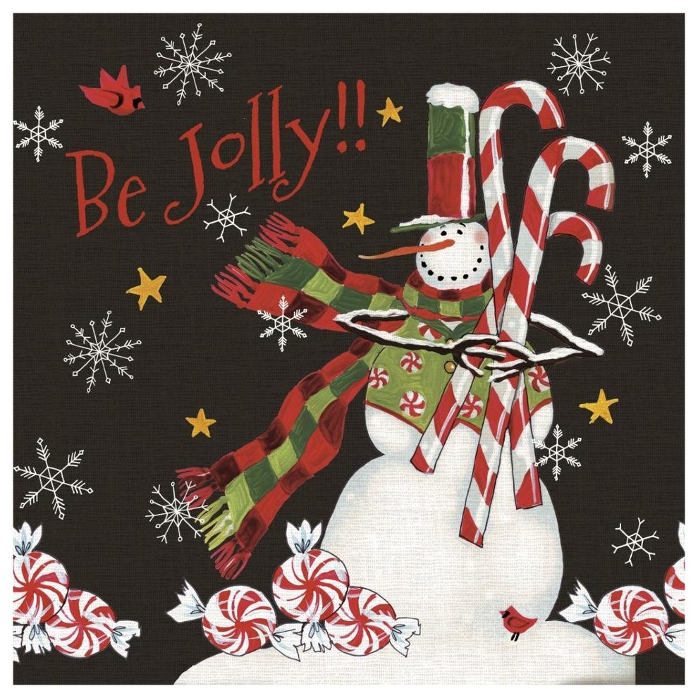 "Sweet Snowmen II Black" Digital Paper Print by Anne Tavoletti, 38"x38"