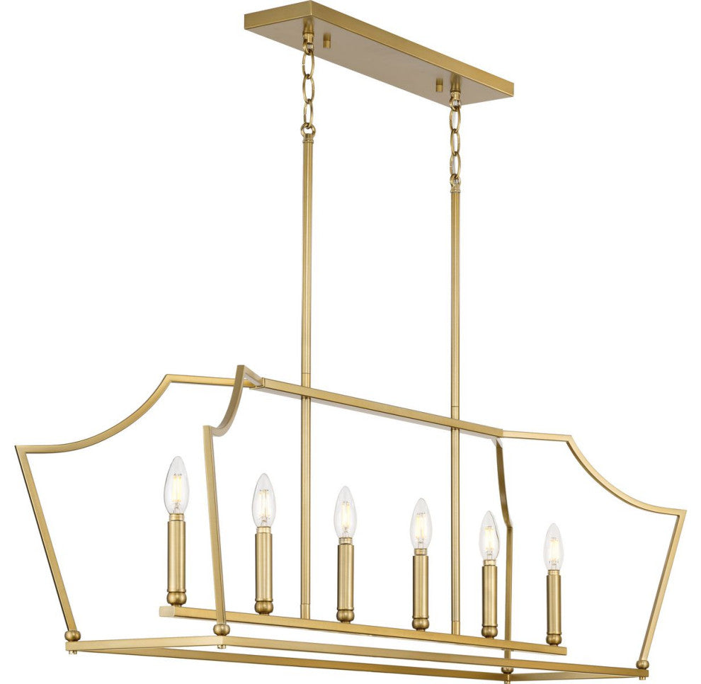 Parkhurst Collection Six-Light Brushed Bronze Linear Island Chandelier Light
