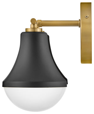 Lark Haddie 14.5" Modern Two-Light Bath Vanity, Black + Lacquered Brass