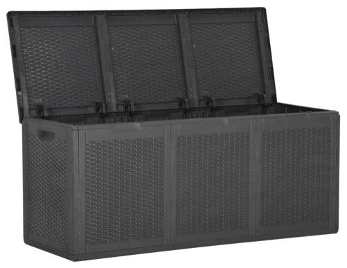 vidaXL Tool Box Outdoor Storage Box for Patio Furniture 71.3 gal Black PP Rattan