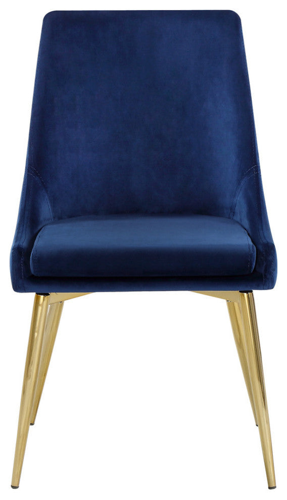 Karina Velvet Dining Chairs, Set of 2, Navy, Gold Base