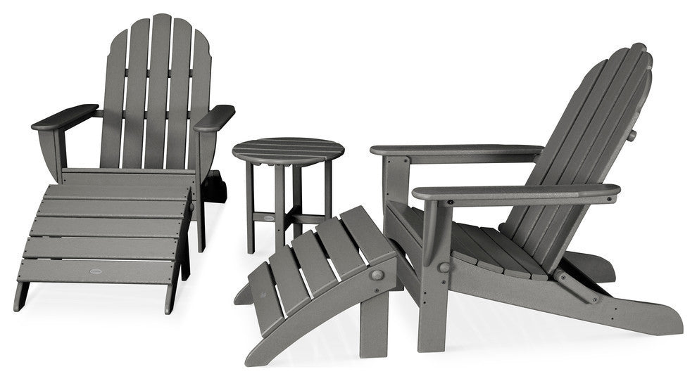 Polywood Classic Oversized Curveback Adirondack 5-Piece Casual Set