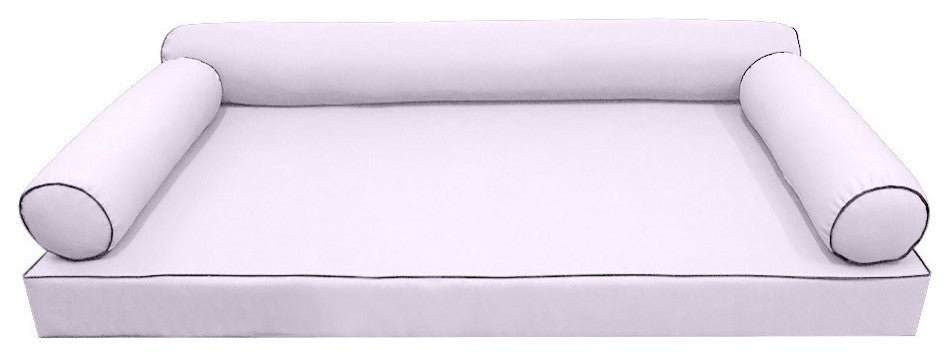 Style6 Queen Contrast Pipe Outdoor Mattress Bolster SlipCover COMPLETE SET AD107