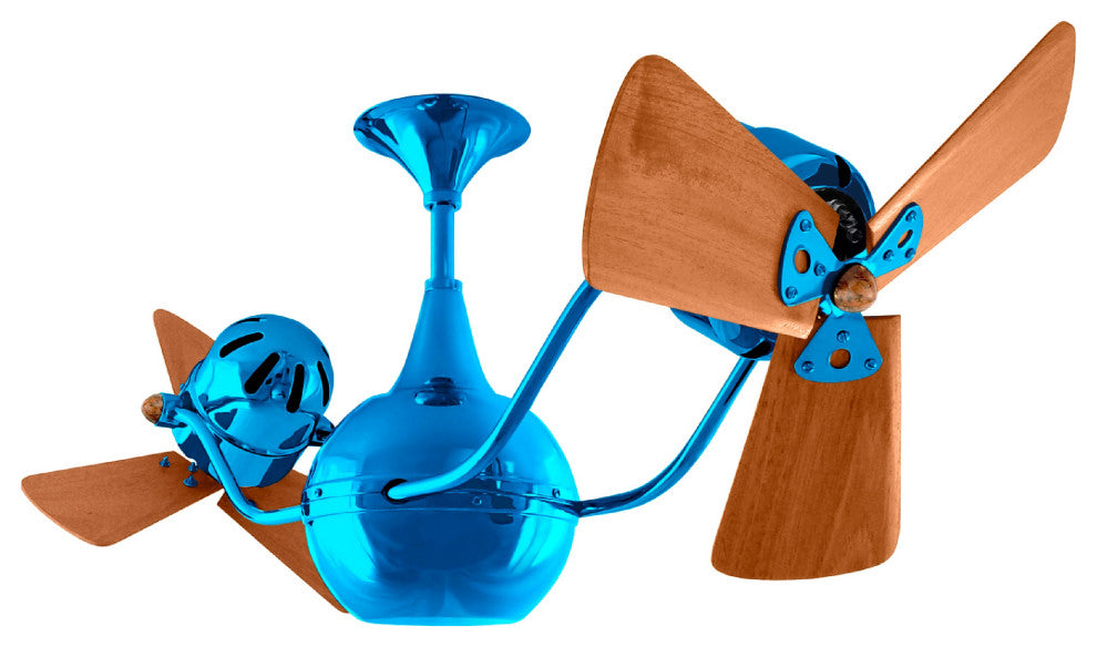 Vent Bettina Rotational Ceiling Fan With Mahogany Blades, Light Blue