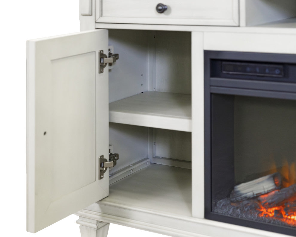 76" Traditional Fireplace Console Entertainment, White