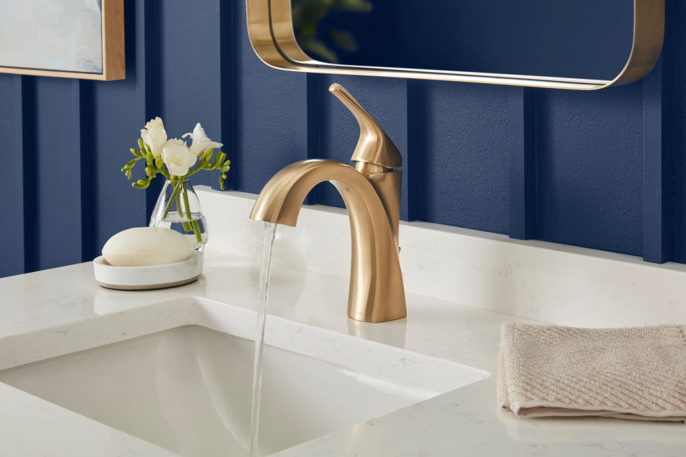 Vaughn Single Handle Lavatory Faucet w/ Metal Pop-Up Drain Chrome, Brushed Bronze