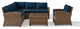 Bradenton 5-Piece Outdoor Wicker Seating Set With Navy Cushions