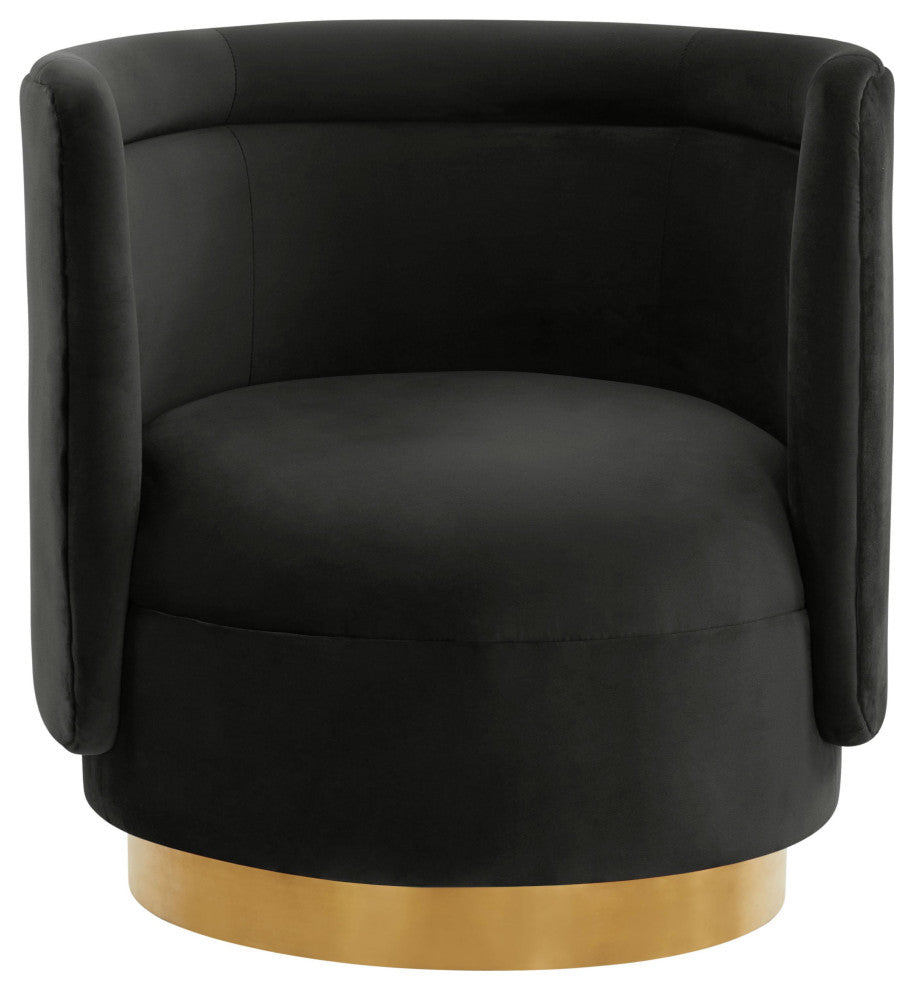 Remy Black Velvet Swivel Chair
