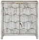 MidCentury Ivory Gray Distressed Wood Cabinet Accent Console Diamond Honeycomb