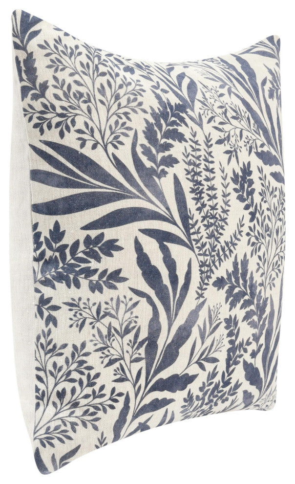 Mulberry 14"x26" Belgian Linen Blend Throw Pillow, Denim Blue, 22x22