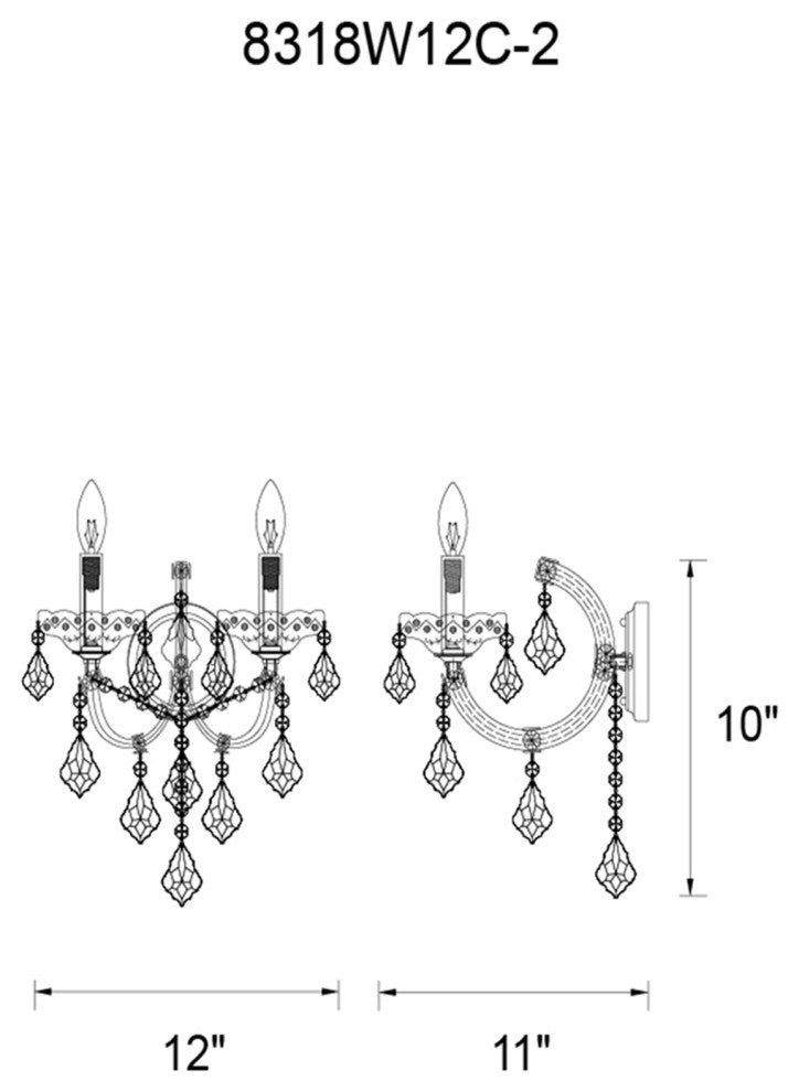 Maria Theresa 2 Light Wall Sconce With Chrome Finish