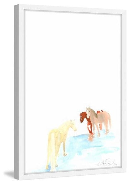 "Trois Chevaux" Framed Painting Print, 12"x18"