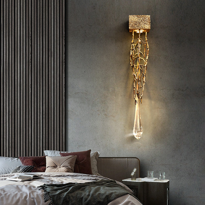 Jumilla | Creative LED Crystal Copper Wall Lamp, Copper, Cool Light
