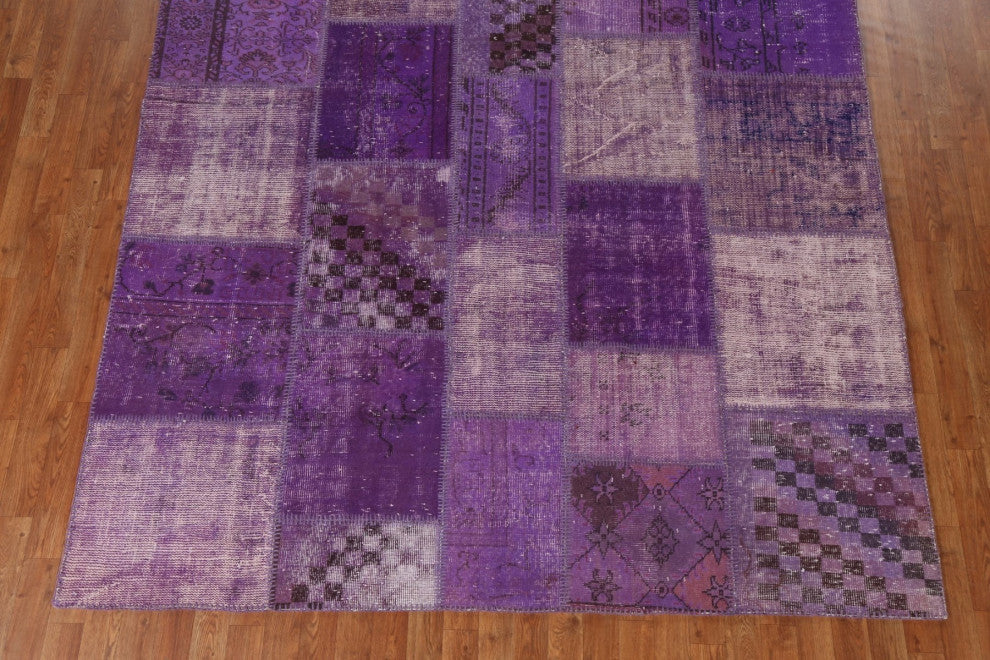 Overdyed Patchwork Oriental Wool Area Rug Hand-tufted Carpet 7x10