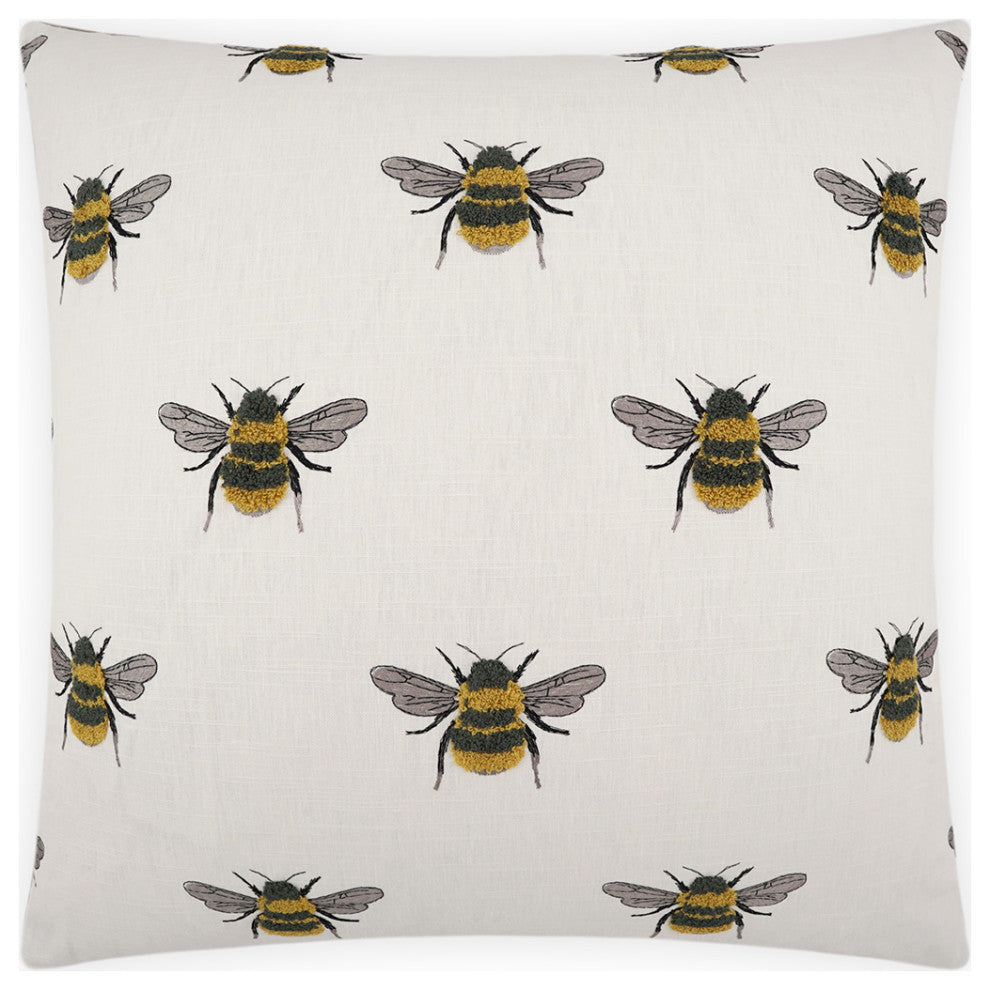 Busy Bee Pillow - White