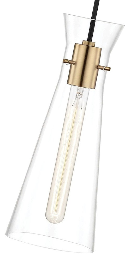 Anya Pendant, Clear Glass, Finish: Aged Brass