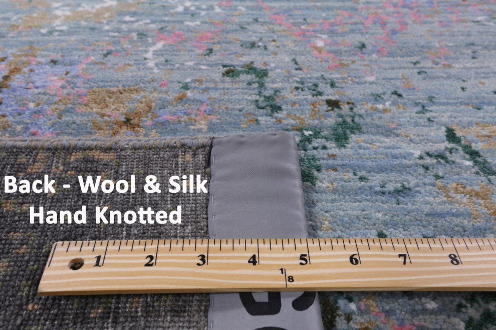 Modern Handmade Wool and Silk Rug 6' 1" X 9' 2" Q7186