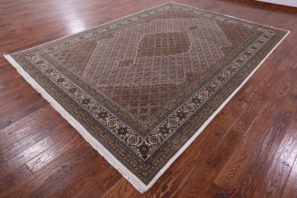 8' 11" X 12' 3" Wool & Silk Persian Tabriz Handmade Rug - Q13009