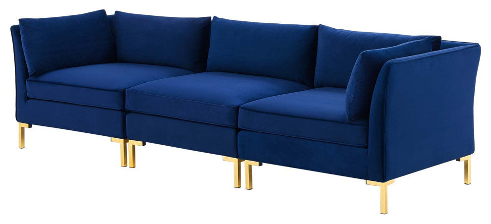 Sofa, Velvet, Blue Navy, Modern, Living Lounge Room Hotel Lobby Hospitality