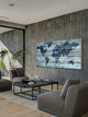 "Indigo Countries" Print on White Wood, 40"x20"