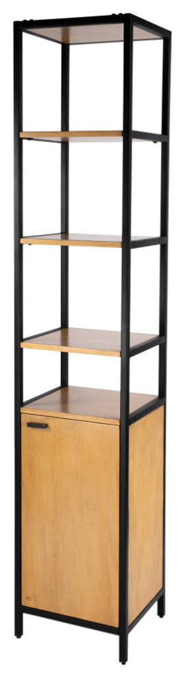 Hans Narrow Wood and Iron 84" Etagere Bookcase
