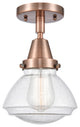 Innovations 447-1C-AC-G324 Olean 1 Light 6.75" Flush Mount, Antique Copper