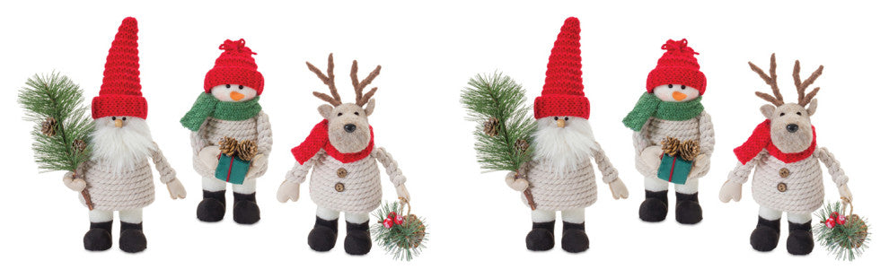 Plush Santa Snowman and Moose, 3-Piece Set