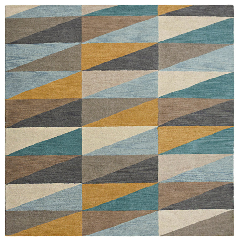 HAND TUFTED WOOL ECO-FRIENDLY AREA RUGS, Multicolor Color, Geometric Design