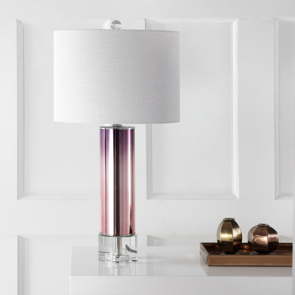 Edward Glass and Crystal LED Table Lamp, 27"