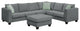 7-Seat Fabric Modular Sectional Sofa Couch Set with Ottoman and Pillows, Grey