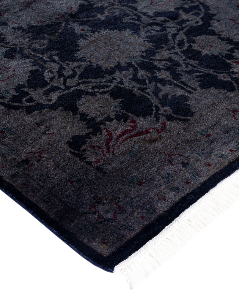Overdyed One-of-a-Kind Hand-Knotted Area Rug Navy, 2' 6" x 10' 1"