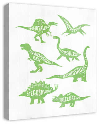 Green Dinosaurs 20x24 Canvas Wall Art