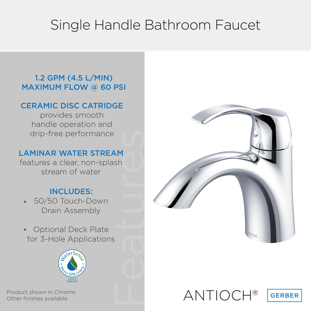 Antioch Single Handle Lavatory Faucet Chrome, Satin Black