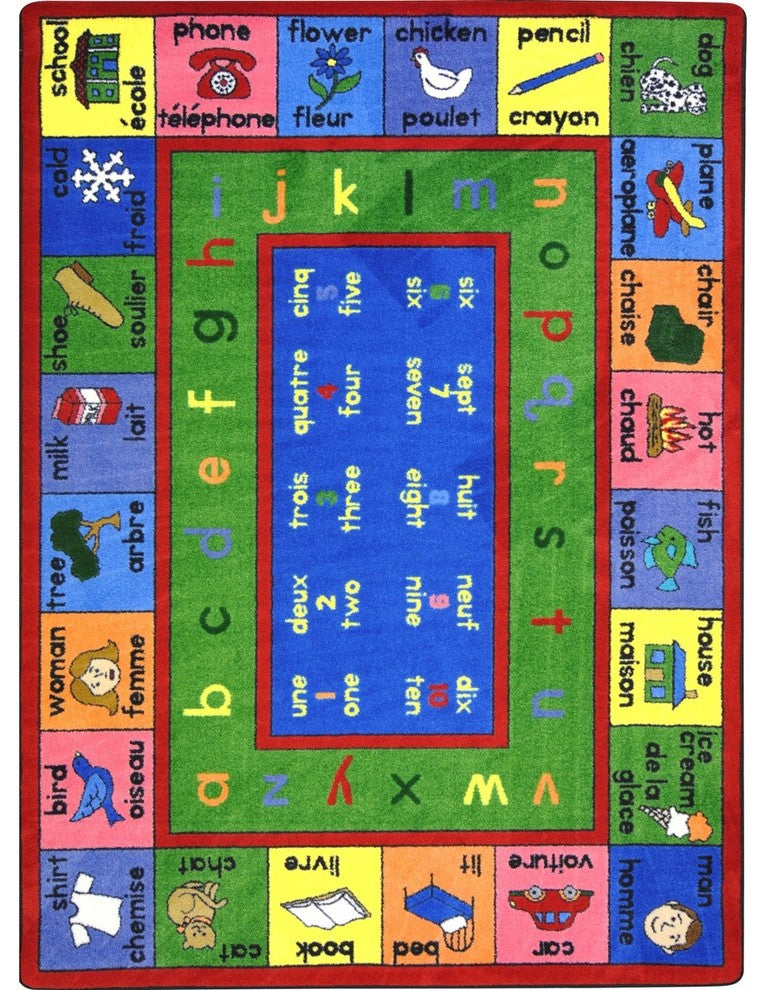 Kid Essentials Rug, LenguaLink, French, 5'4"x7'8"