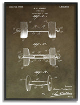 Patent Vintage Barbell Brown Te"xture Design, 11"x14"