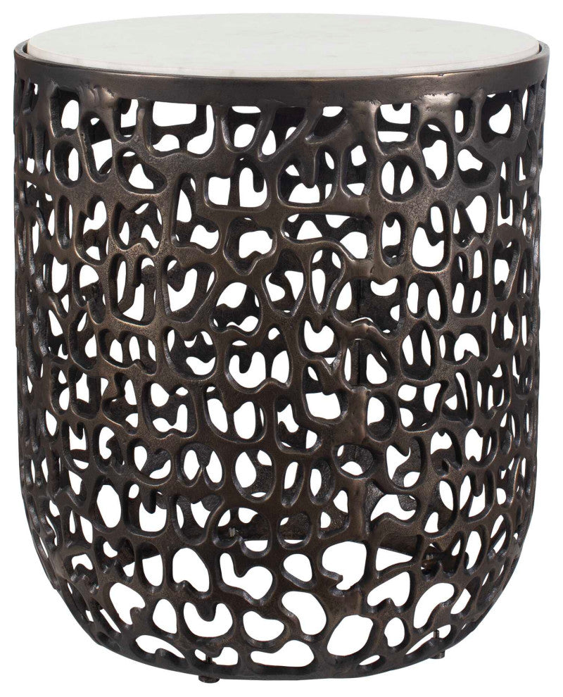 Uttermost Sabena White Marble Outdoor Side Table