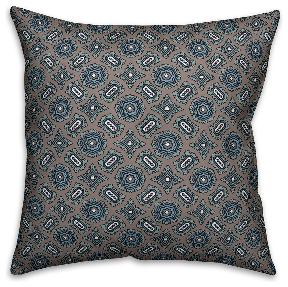Mandala Pattern, Blue Throw Pillow Cover, 16"x16"